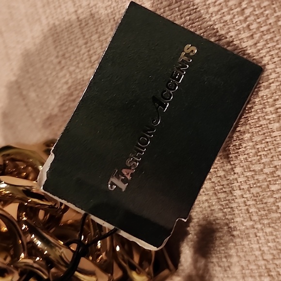 New Fashion Accents Gold Cuff with Chain Embellishments - Picture 8 of 8